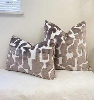 Mushroom Glyph Velvet Throw Pillow