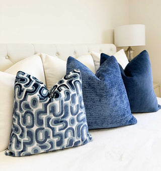 Azure Blue Chenille Throw Pillow