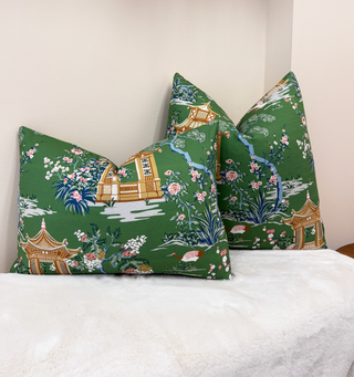 Green Pagoda Throw Pillow