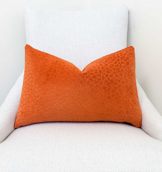Orange Animal Print Velvet Pillow