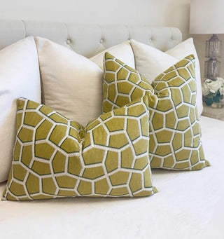 Chartreuse Trellis Embroidered Throw Pillow