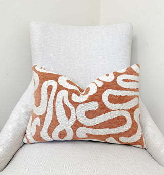 Terracotta Current Velvet Throw Pillow