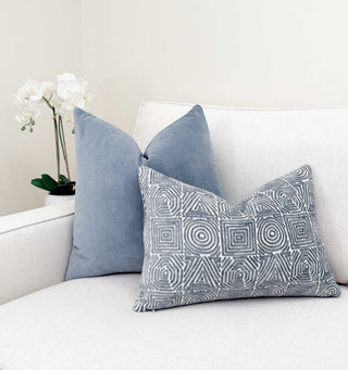 Steel Blue Velvet Throw Pillow