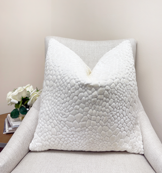 Snow White Croc Velvet Throw Pillow
