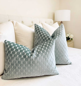 Aqua Mist Dot Velvet Throw Pillow