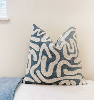 Dusty Blue Current Velvet Throw Pillow