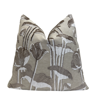 Mushroom Poppy Velvet Throw Pillow