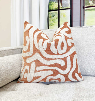Terracotta Current Velvet Throw Pillow