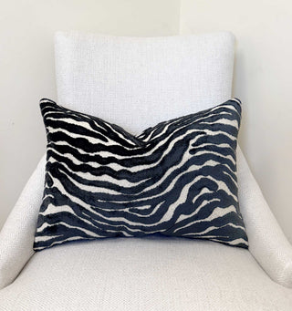 Black Zebra Velvet Throw Pillow