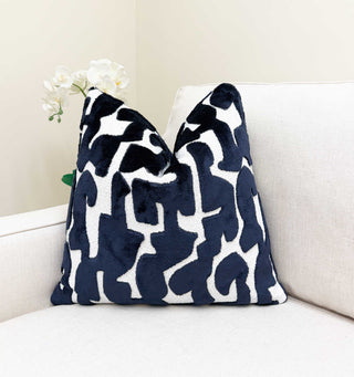 Midnight Glyph Velvet Throw Pillow