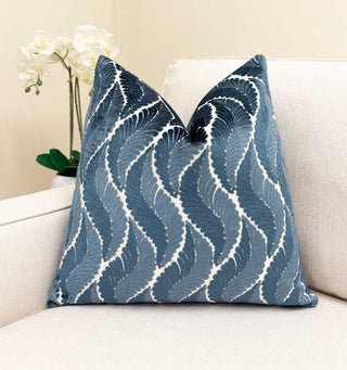 Slate Botanical Velvet Throw Pillow