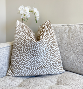 Tan and Cream Pebble Velvet Throw Pillow