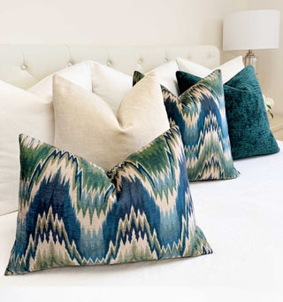 Tidal Ikat Velvet Throw Pillow