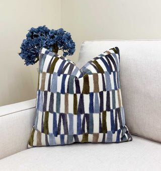 Harbor Stripe Velvet Throw Pillow