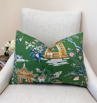 Green Pagoda Throw Pillow