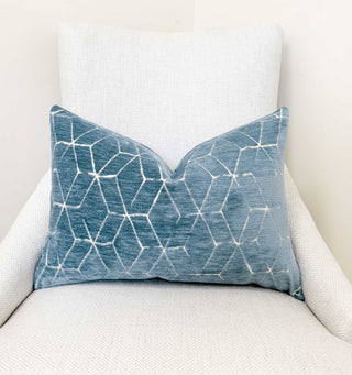 Blue Opal Velvet Throw Pillow