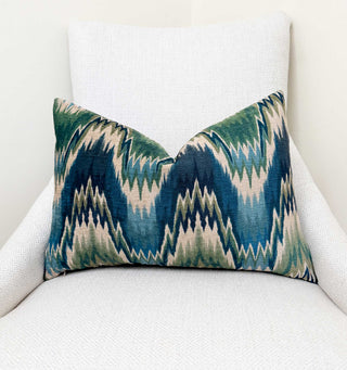 Tidal Ikat Velvet Throw Pillow