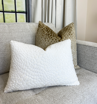 Snow White Croc Velvet Throw Pillow