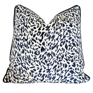 Navy and Ivory Abstract Velvet Throw Pillow