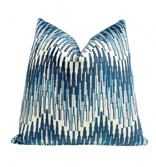 Blue Multi Zigzag Velvet Throw Pillow