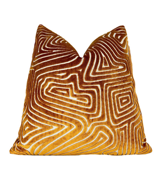 Bronze Velvet Maze Throw Pillow