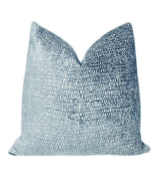 Cerulean Blue and Cream Chenille Throw Pillow