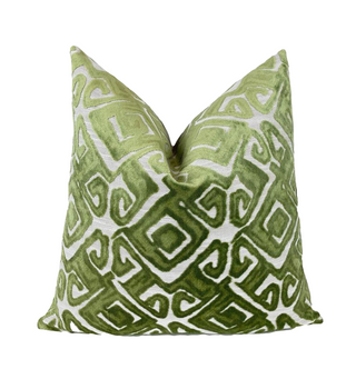 Chartreuse Green Tribal Velvet Throw Pillow