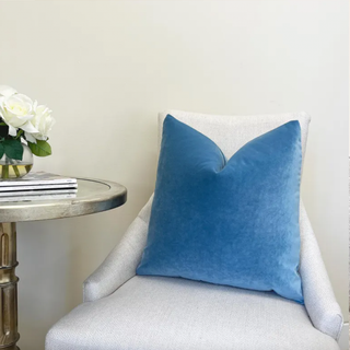 Cornflower Blue Solid Velvet Pillow