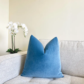 Cornflower Blue Solid Velvet Pillow