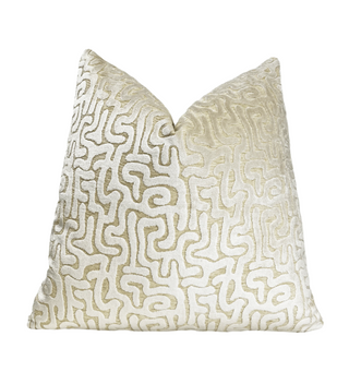 Pearl White Maze Velvet Throw Pillow