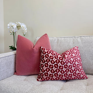 Flamingo Pink Solid Velvet Throw Pillow