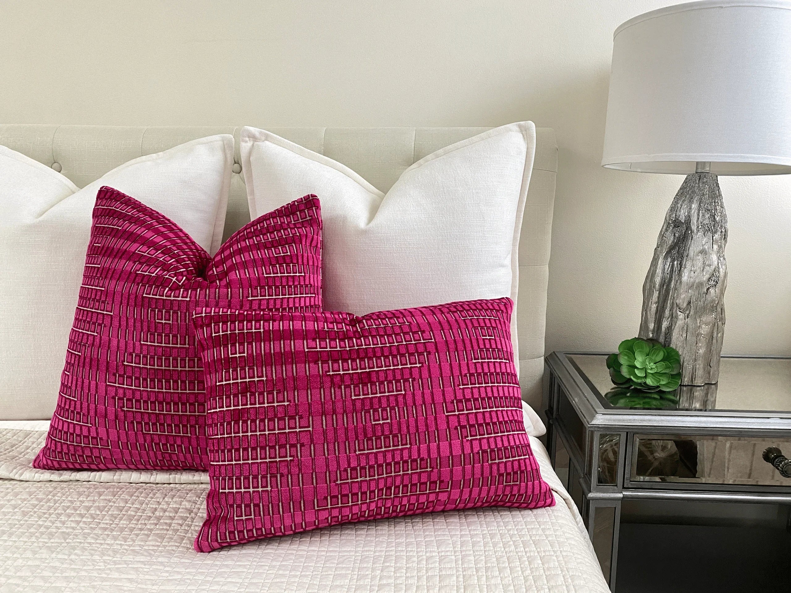 Magenta Geometric Velvet Throw Pillow â Smithy Home Couture