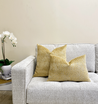 Gold and Cream Pebbles Velvet Throw Pillow