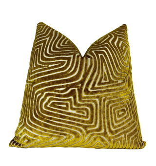 Gold Maze Velvet Throw Pillow