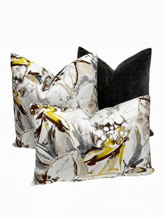 Gray Gold Tropics Pillow with graphite