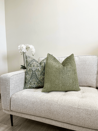 Hunter Green cream Chenille sofa floral