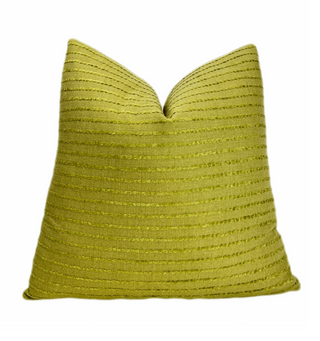 Lime Green Linen Chenille Stripe Throw Pillow