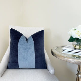 Blue Two Tone Velvet Throw Pillow