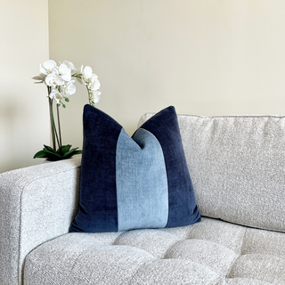 Blue Two Tone Velvet Throw Pillow