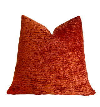 Burnt Orange Chenille Throw Pillow