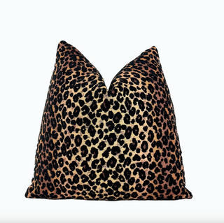 Safari Leopard Print Velvet Throw Pillow