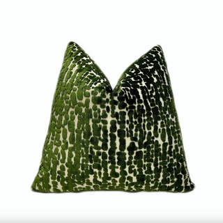 Pine Green Speckle and Gold Velvet Throw Pillow