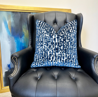 Navy Speckle and Gold Velvet Throw Pillow