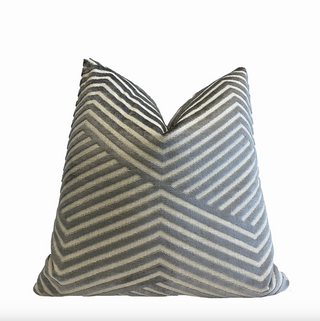 Gray Alternative Stripe Velvet Throw Pillow