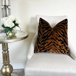 Copper Velvet Zebra Print Throw Pillow Smithy Home Couture