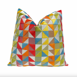 Colorful Geometric Velvet Throw Pillow