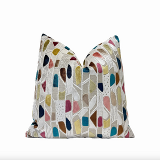 Belle Multicolored Geometric Velvet Throw Pillow
