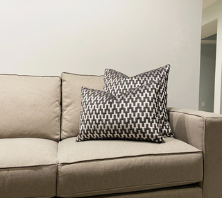 Graphite Gray and Silver Velvet Throw Pillow