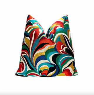 Bright Multicolor Embroidered Throw Pillow