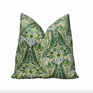 Green Eden Floral Throw Pillow